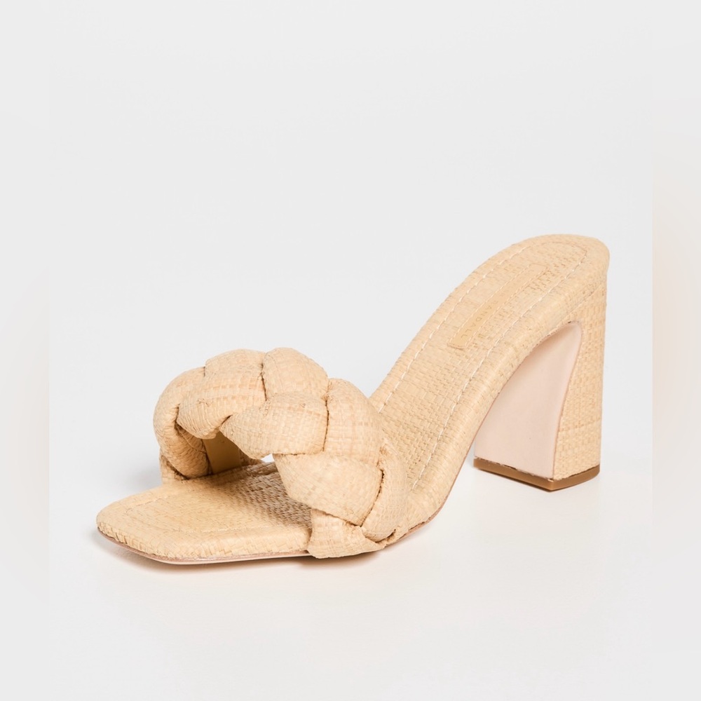Loeffler Randall Freya Curved Heel Mules with Braid, Natural